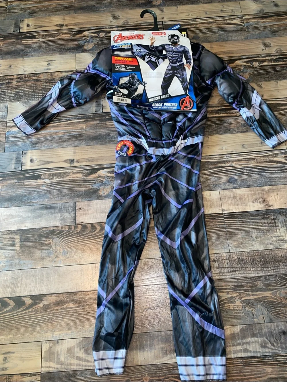 Marvel Avengers Black Panther Light-Up Costume with muscle chest size M 8-10